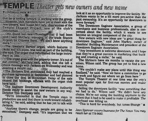 Temple Theatre - Article (newer photo)